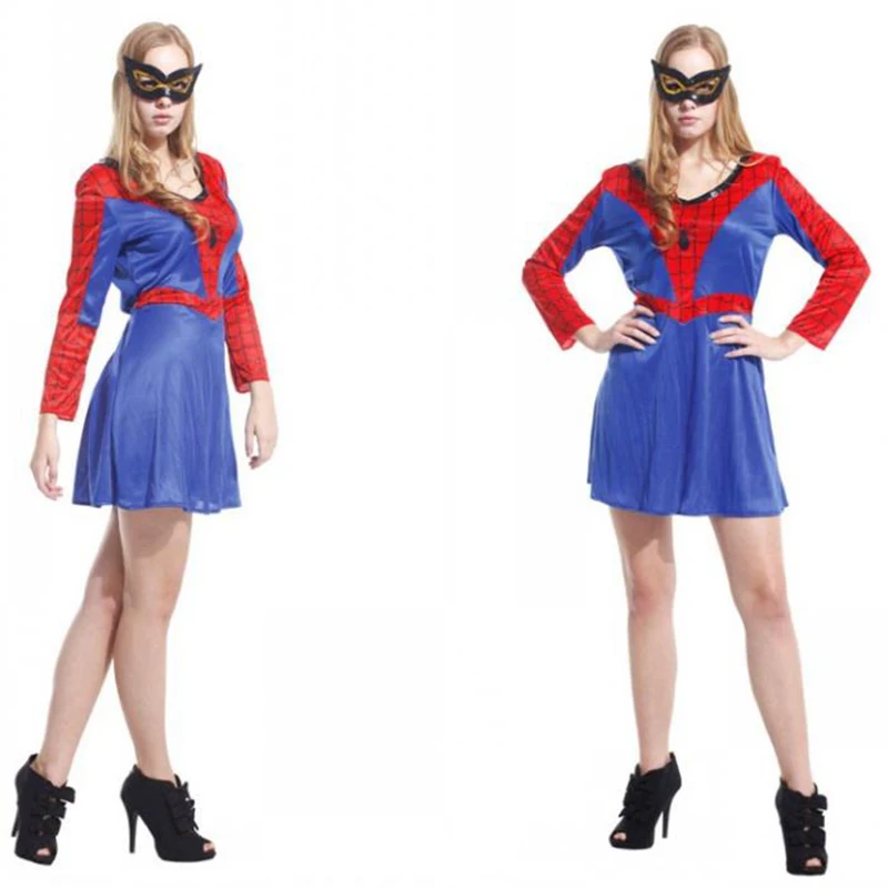 Платье для взрослых и женщин костюм Человека-паука костюмированной вечеринки
