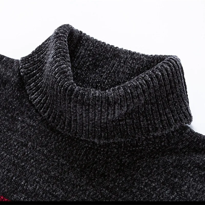 KOLMAKOV New 2022 Men's Clothing Sweaters Turtleneck Thick Sweater Knitting Pullovers Homme High Quality Striped Men 3XL | Мужская