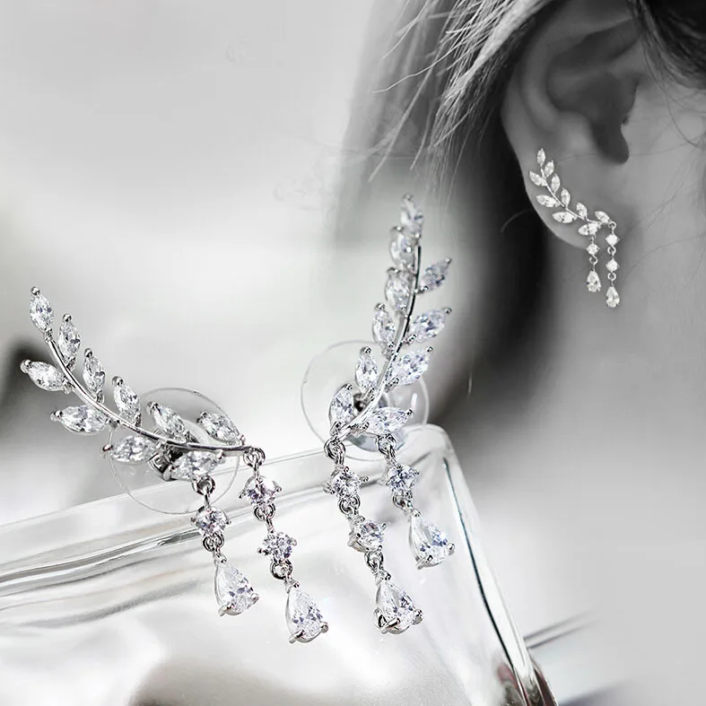 Серьги-пусеты USTYLE модные блестящие серьги-пусеты с фианитом AAA для женщин и