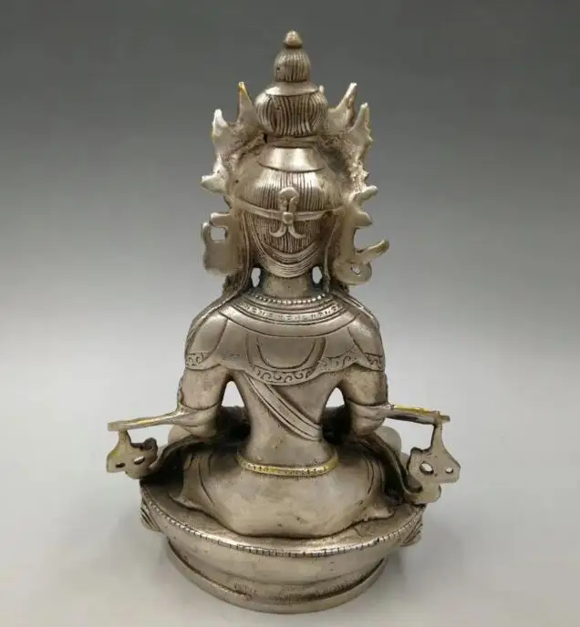 Collect archaize white copper handicraft king kong Buddha statue | Дом и сад