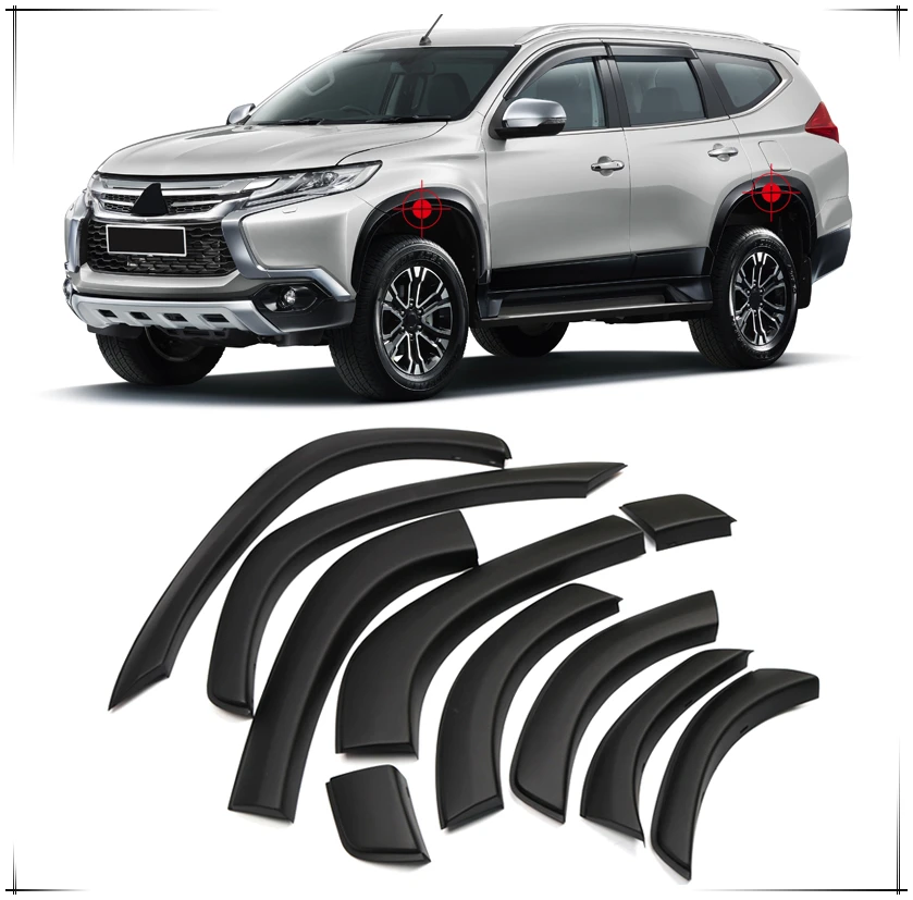 Для Mitsubishi Pajero Montero Shogun Sport черный пластик Арка колеса крыло вспышки крышка отделка 10 шт. стайлинга автомобилей