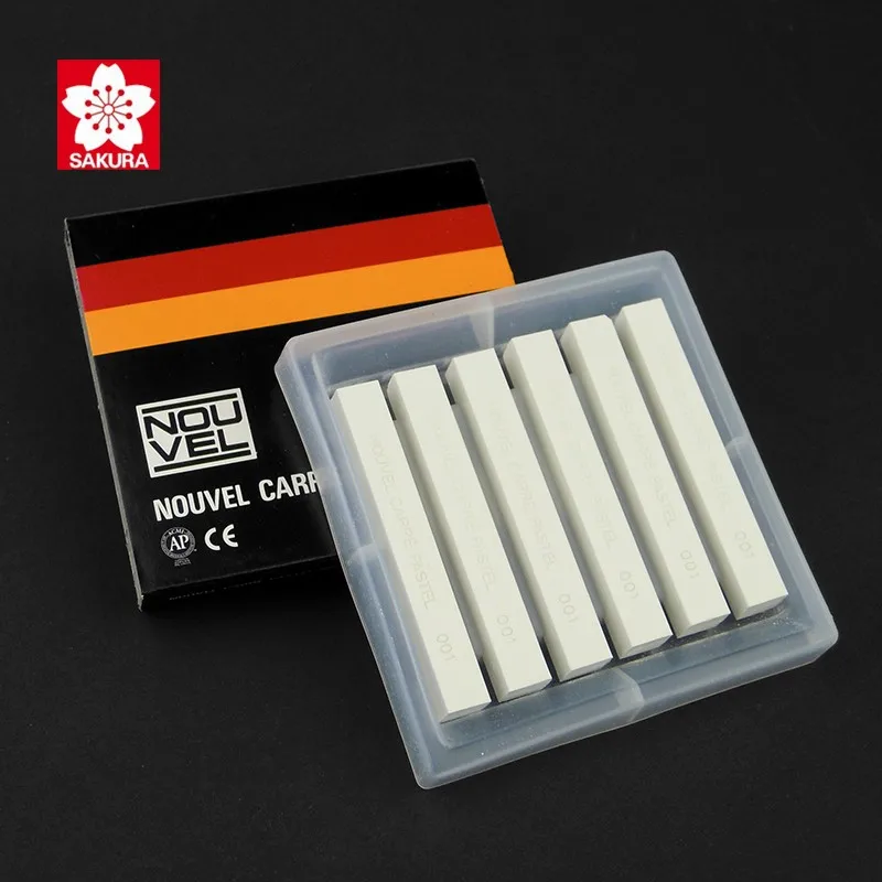 White Sakura 6 шт./компл. эскиз мягких пастельных ручек ручная роспись дизайн Цвет challk черный, белый цвет волос окрашенных Цвет мелки кисть для рисования - Цвет: White