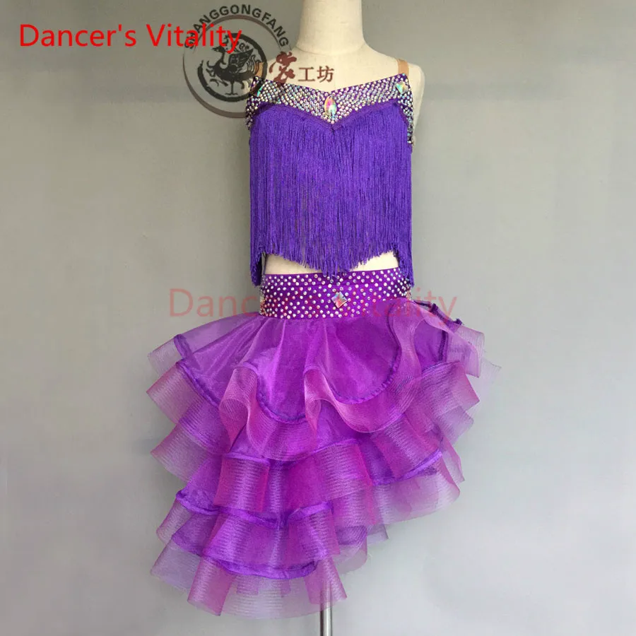 

Dancer's Vitality 2017 Harness Back Opening Crimping Latin Dance Dress Women Samba Salsa Tango Dress For Latin Competition Dress