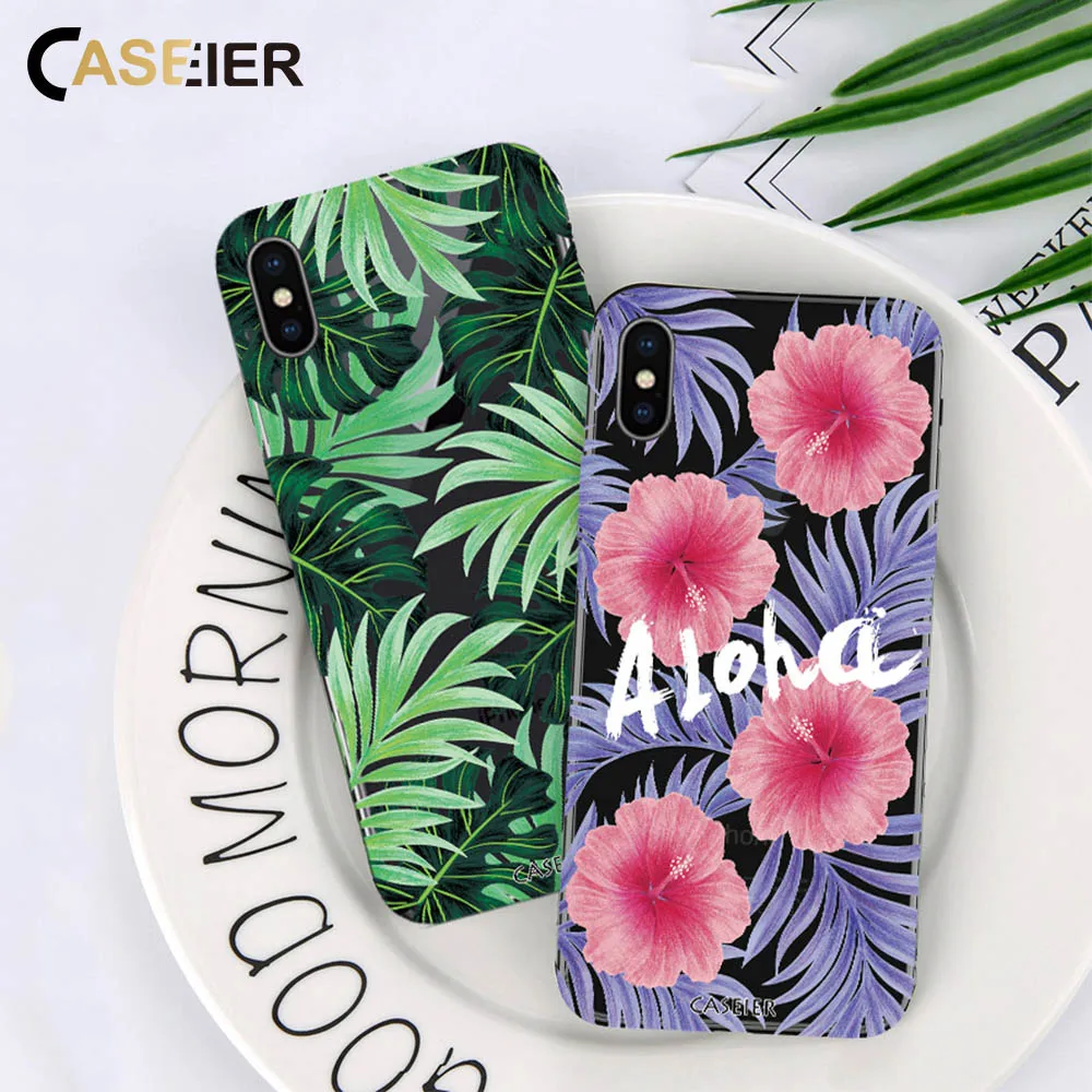 CASEIER Летний чехол с рисунком для iPhone 6 6s 7 8 Plus чехлы роскошный силиконовый X 5 5S SE