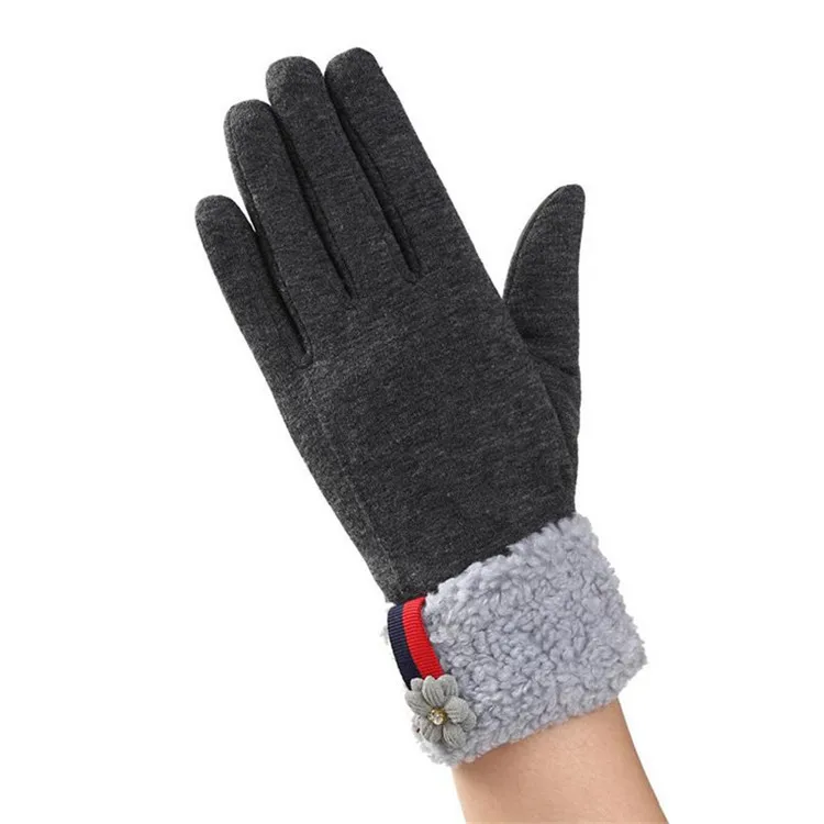 G040 013F Gray YRRETY, кружевные, с бантом-бабочкой, женские, новые, зима-осень, теплые, из искусственного кроличьего меха, шерстяные перчатки, женские, для девушек, перчатки, аксессуары рукавички - Цвет: G040 013F Gray
