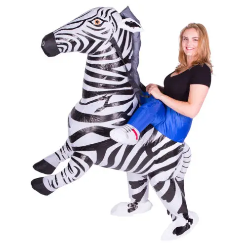 Adult Funny Inflatable Animal Zebra Fancy Dress Costume Outfit Ride on Mascot CostumeHalloween Purim Stag 150cm-200cm | Тематическая