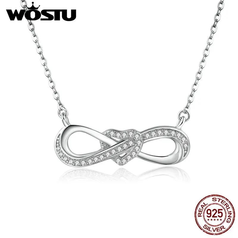 WOSTU Настоящее 100% Стерлинговое Серебро 925 пробы Бесконечная любовь прозрачная