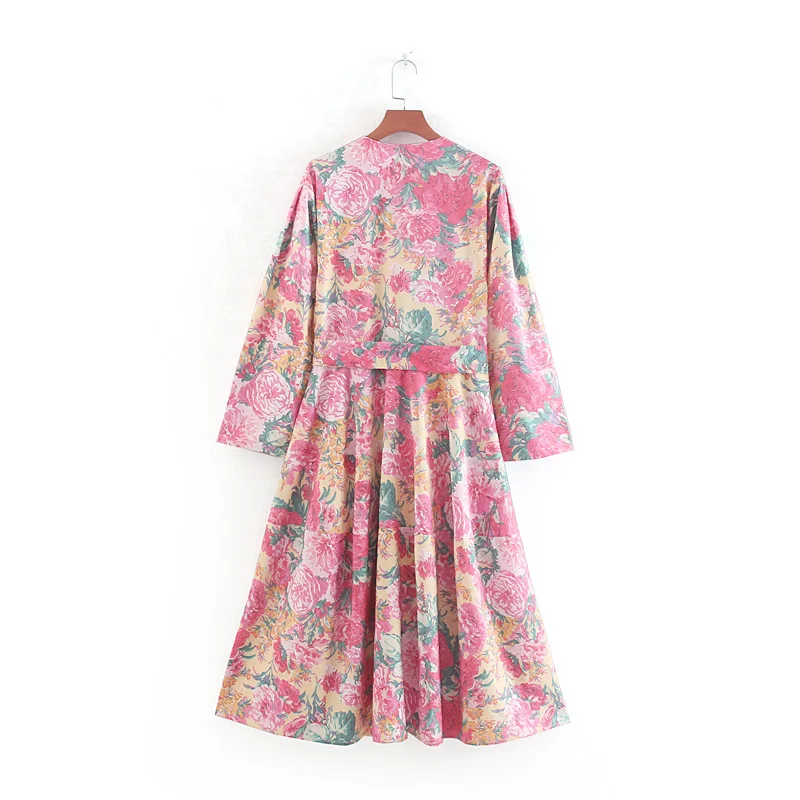 2019 женское модное платье трапециевидной формы с цветочным принтом повседневное