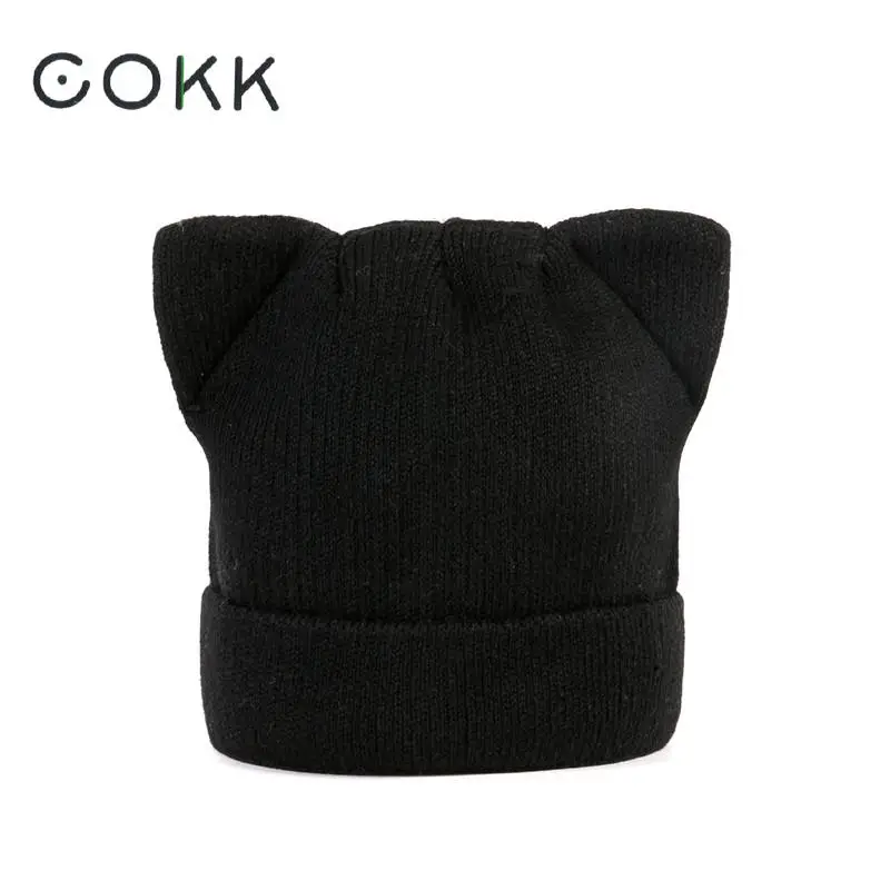 Женская зимняя облегающая шапка COKK русская теплая мягкая вязаная женские