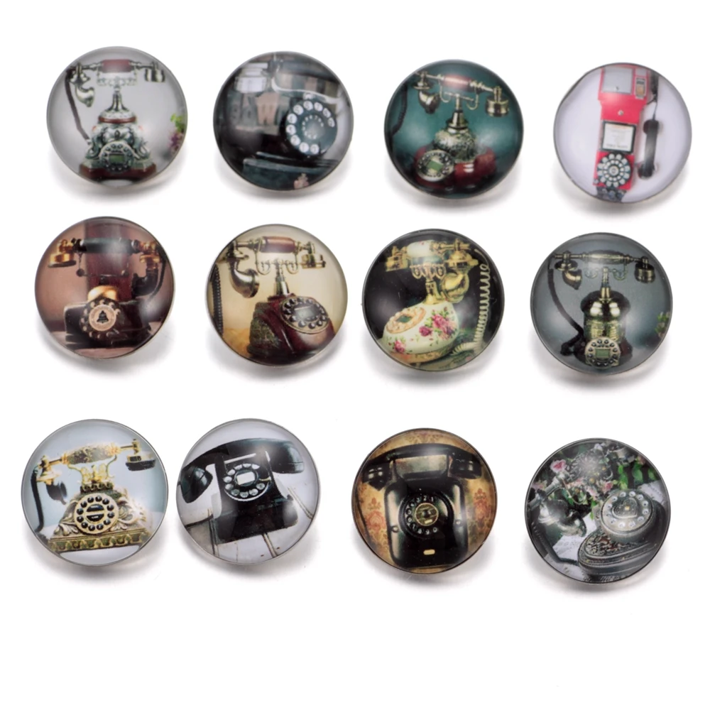 Классические Подвески С телефонным узором 12 шт./лот 18 мм стеклянная