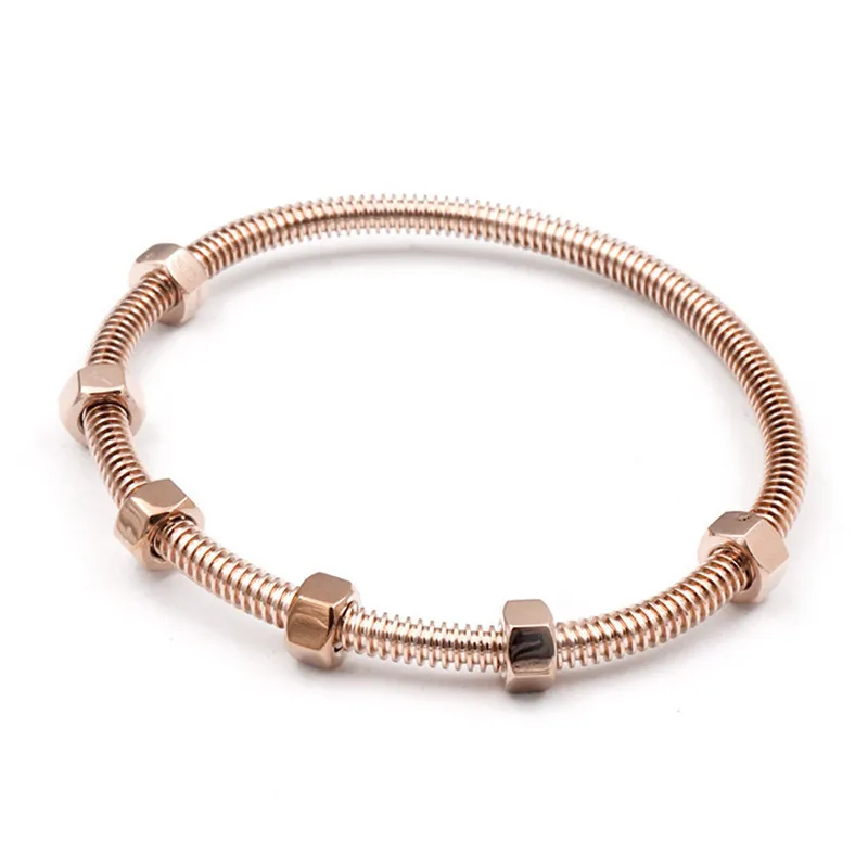 rose gold Mavis Hare новейший винт и гайка любовь манжета браслет из нержавеющей стали манжета Открытый браслет для запястья поворотный браслет есть женщины/мужчины размер - Окраска металла: rose gold