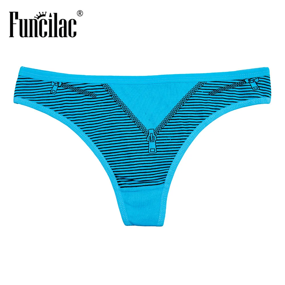 FUNCILAC хлопковые танга сексуальные женские стринги и на молнии с принтом Femme нижнее
