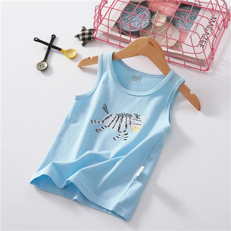 light blue Новинка года; летняя детская хлопковая Футболка с рисунком зебры; детский жилет; рубашка для мальчиков и девочек; рубашки для маленьких девочек и мальчиков; тонкая одежда - Цвет: light blue