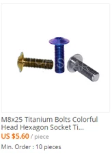 M6 x 20(многоцветный) шурупы из чистого титанового сплава с головкой зонтика Ti Болт корпуса мотоцикла 10 шт