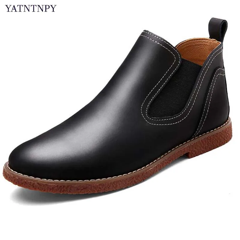 YATNTNPY/Классические мужские ботинки Челси из лакированной кожи зимние martin