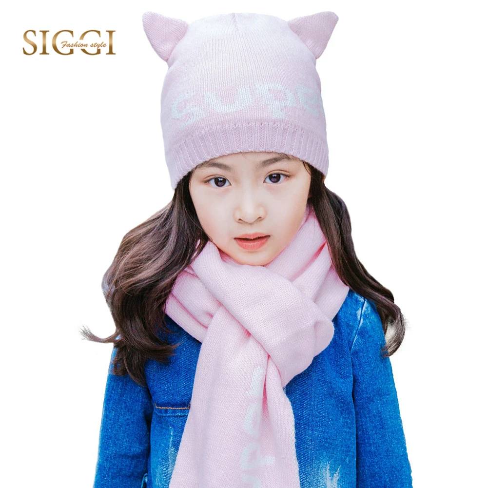 

FANCET Winter Warm Child Hats Sets Letter Print Acrylic Cute Beanies Skullies For Kid Warm Soft Scarf Neck Boys Girls 88227