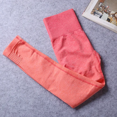orange Ombre Бесшовные Женские легинсы спортивные штаны для фитнеса, спортзала, йоги женские оранжевые Леггинсы Компрессионные спортивные штаны с высокой талией - Цвет: orange
