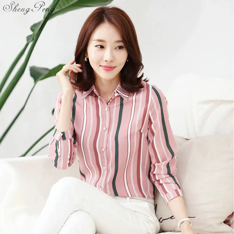 2018 Новое поступление Модная женская блузка с длинными рукавами принтом женский