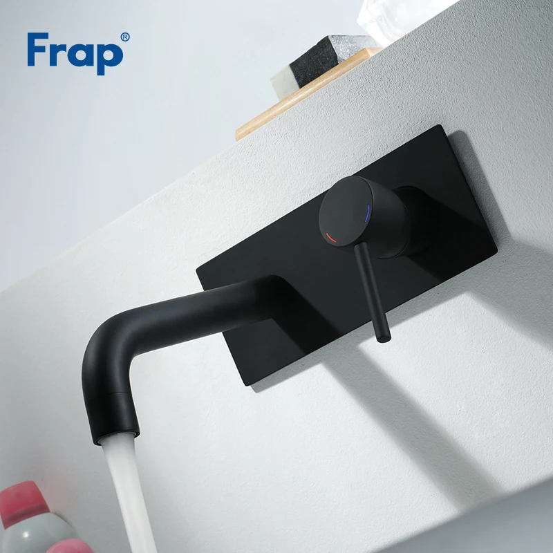 Frap новое поступление черный латунный настенный смеситель для ванной комнаты