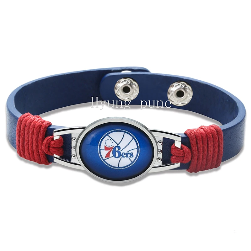 Philadelphia Баскетбол из натуральной кожи подгоняемый наручный браслет 12 мм синий