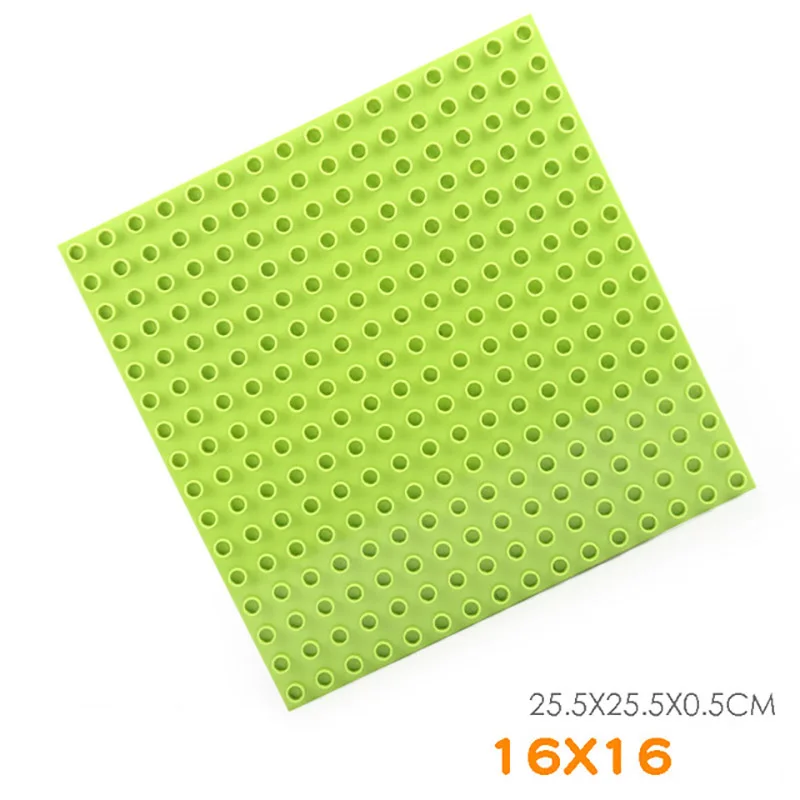 Green 256 Duploe большой Базовая пластина для конструктора 16*16 точек 25,5*25,5 см Строительная пластина для строительных блоков игрушки для детей совместимый подарок Duplos - Цвет: Green