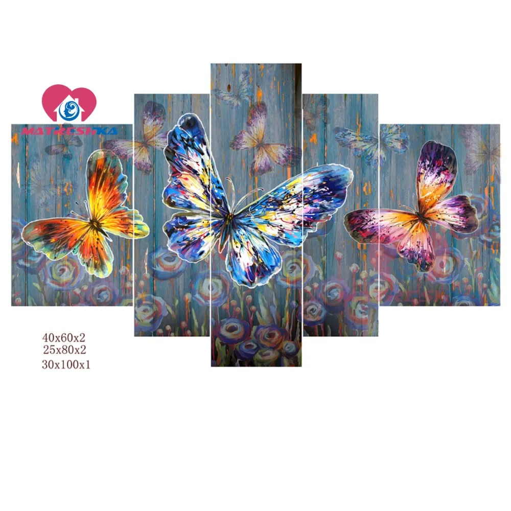 Алмазная Картина Бабочка мозаика вышивка Триптих полная дрель квадратные