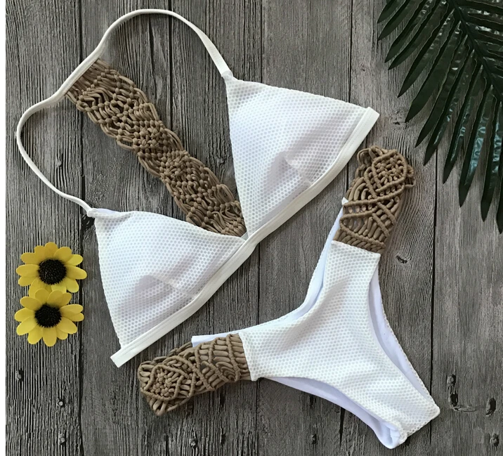 Новинка белый купальник женский бикини сексуальный Maillot De Bain Femme однотонный |