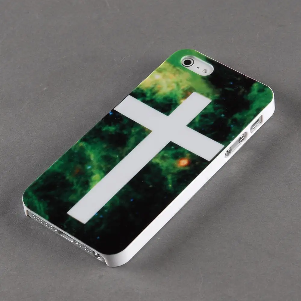Hard Fashion Forest Cross Print Back Phone Case 5 5s Slim Cover for 11g Square iPhone Green White |