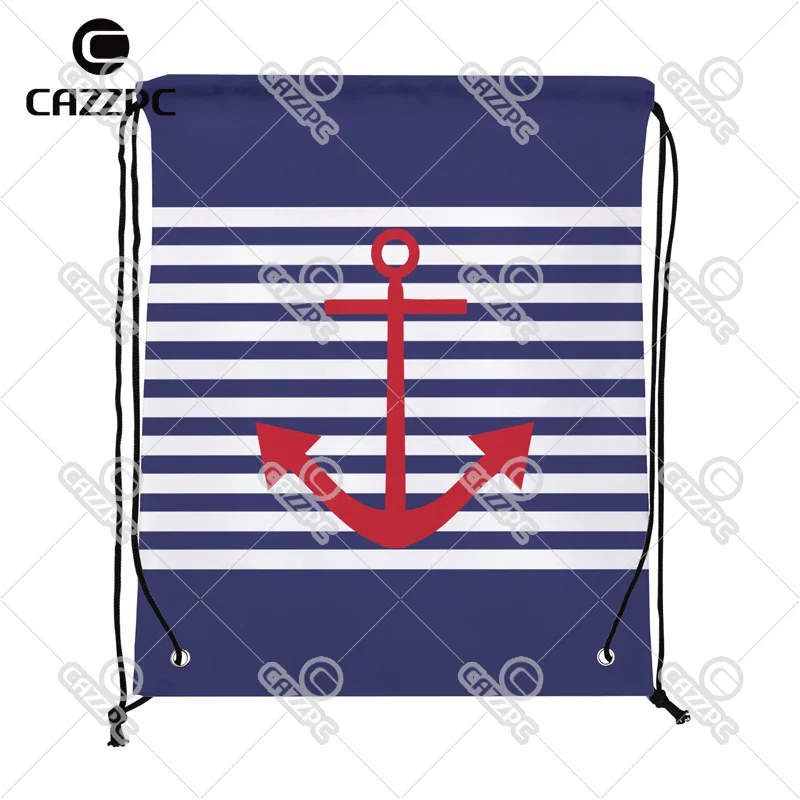 Винтажный темно синий полосатый и красный узор якоря индивидуальный принт