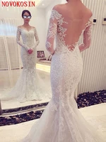 high quality appliqued lace mermaid wedding dress 2019 off the shoulder backless court train tulle bridal wedding gown