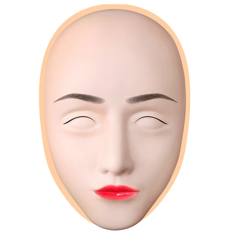 

5pcs 5D Facial Tattoo Training Silicone Fake Face w/ 1 holder , Practice Permanent Makeup Lip Eyebrow Mannequin Doll Head