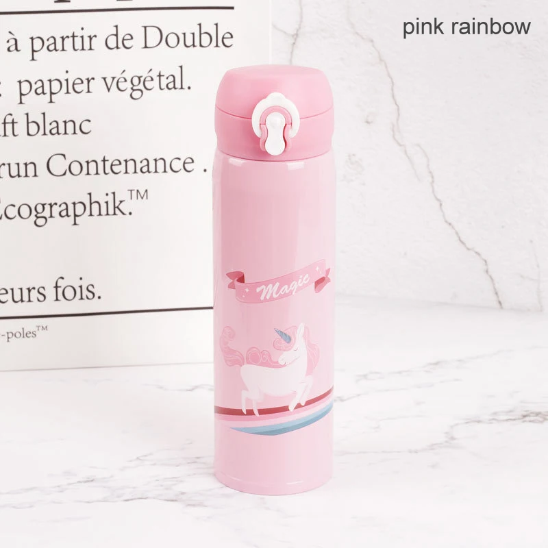 pink rainbow Термокружка Из Нержавеющей Стали, Термокружка, Детские термокружки, вечерние термосы, автомобильный термос для кофе, чая, напитков - Цвет: pink rainbow
