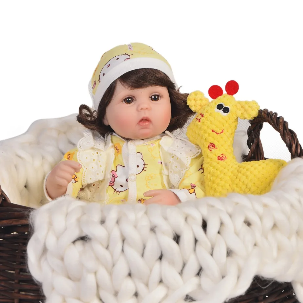 Силиконовые куклы Bebes reborn игрушки для детей подарок 18 "42 см кудрявые волосы
