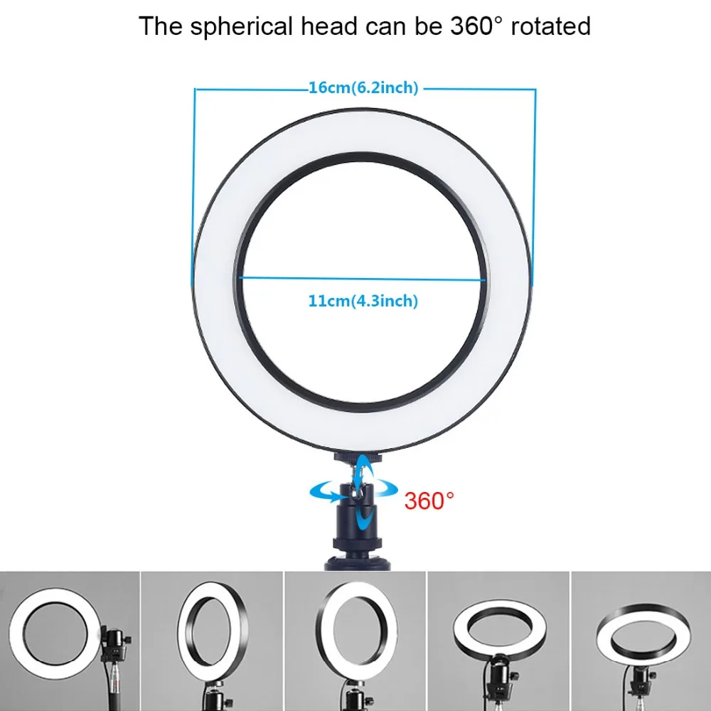 Мини Портативный светодиодный кольцевой фонарик 6 2 дюйма с шаровой головкой для