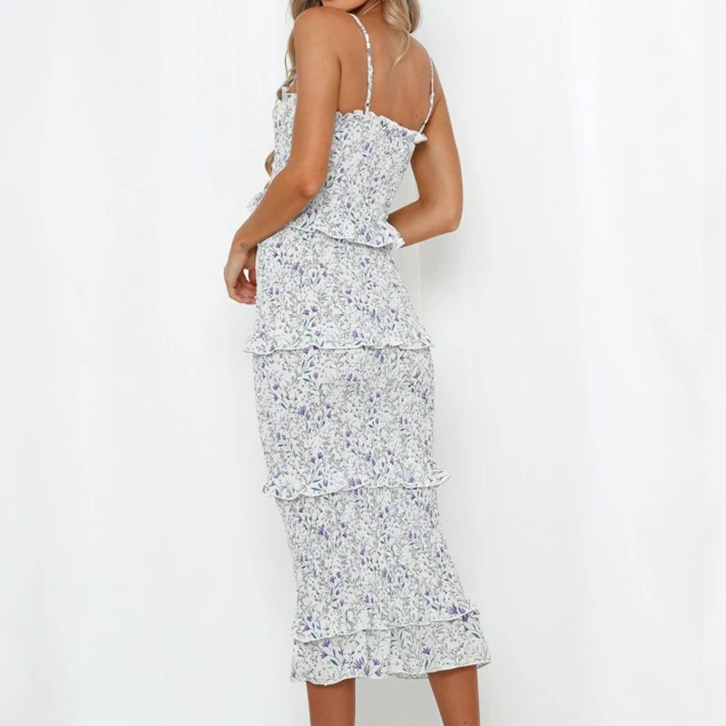 Женское винтажное длинное плиссированное платье шифоновое пляжное в стиле ретро