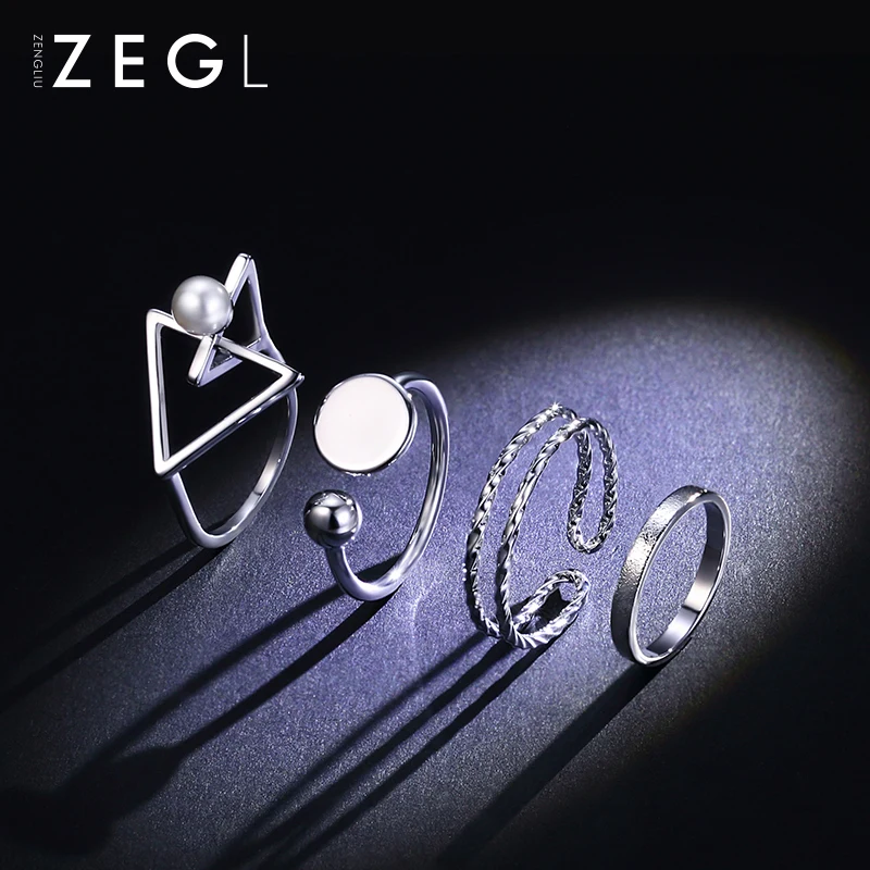 Женское колечко ZEGL комбинированное из четырех частей Сетчатое красное кольцо на