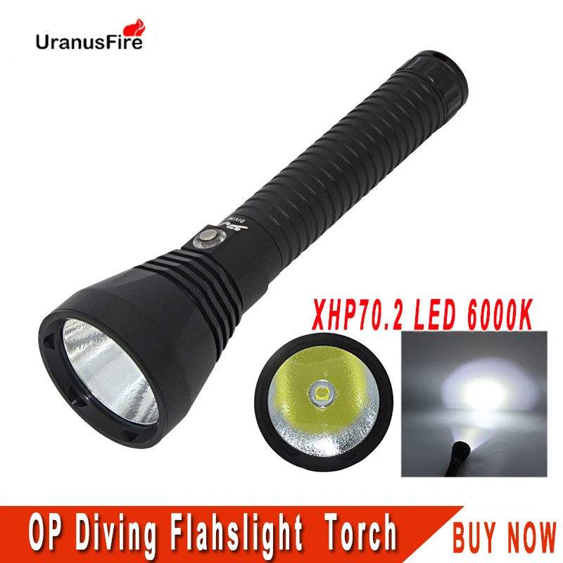 Barato Uranusfire XHP70.2-linterna De Buceo LED, Resistente Al Agua, Tática 26650, Destello De Luz Led De Alta Potencia Xhp70, 4000 Lúmenes