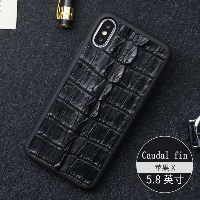 black LANGSIDI натуральная крокодиловая кожа чехол для телефона для iphone 11 XS XSMax XR 6 7 8 8 plus все включено Мягкий защитный чехол - Цвет: black