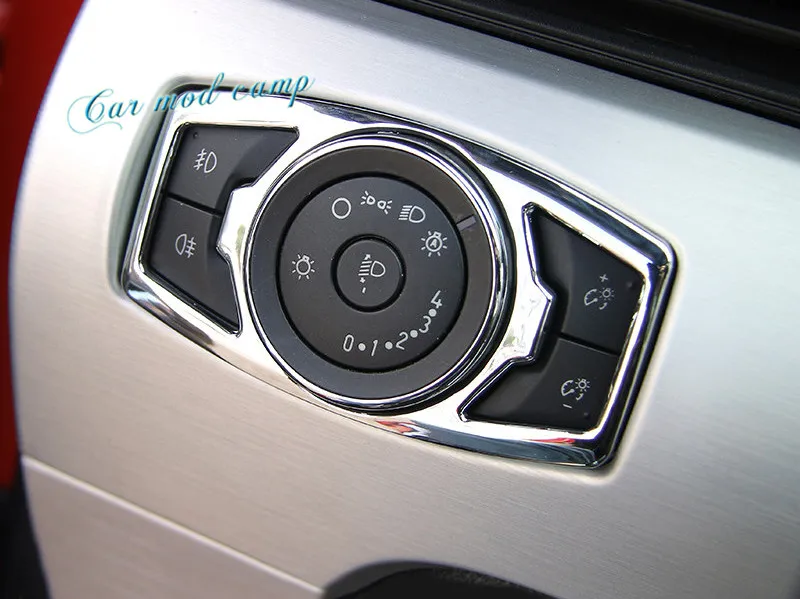 For Ford Mustang 2015 2016 2017 Stainless Chrome Interior Head Light Adjustment Button Cover Trim 1pcs Car Styling Accessories! |