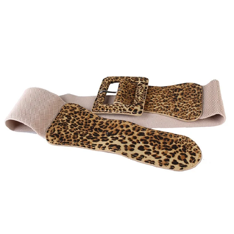 Ultra Wide Leopard Fabric Velvet Corset Belt Women Big Square Buckle Belts Tight Body Slim Elastic Waistband Ceinture Cummerbund |