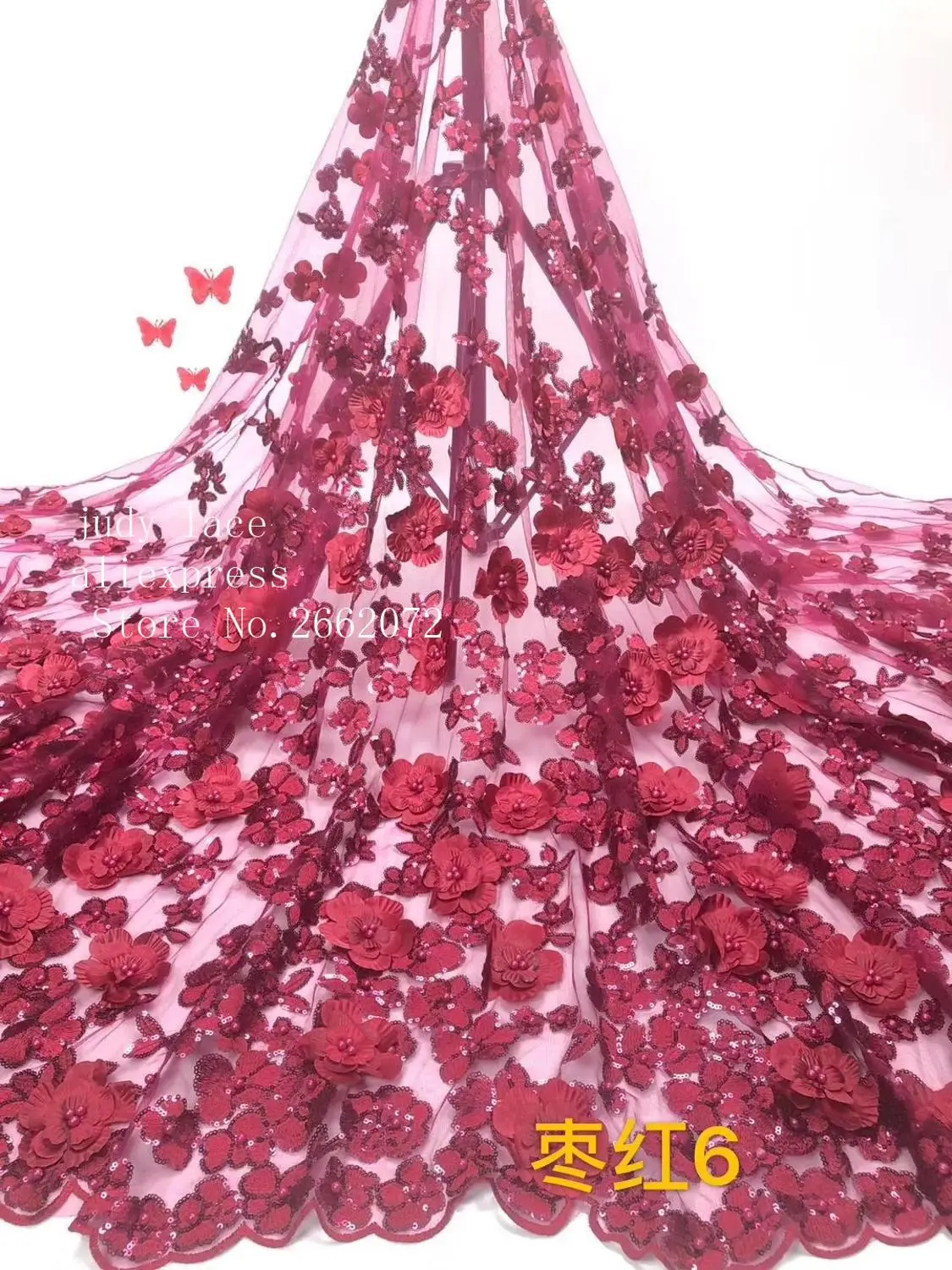 5 ярдов/пакет 8 цветов вышивка блестками цветочный узор бусины с трехмерным