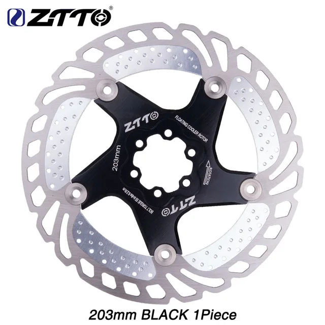 203mm black ZTTO 140/160/180/203 мм горный велосипед диск для дорожного велосипеда тормоза быстро остыть велосипеда Нержавеющая сталь охлаждения дисковые тормоза плавающий ротор - Цвет: 203mm black