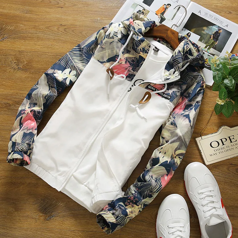 

High quality new floral brand bomber jacket men's hip hop Slim fly pilot pilot jacket jacket men's hooded jacket plus size 5XL