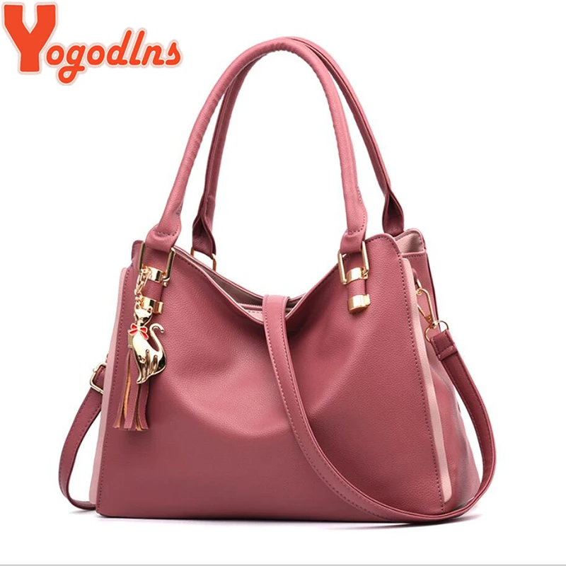 

Yogodlns Large Capasity Leather Bag for Women Simple temperament handbag tassel Crossbody Bags Shoulder Bags Cartoon hanging