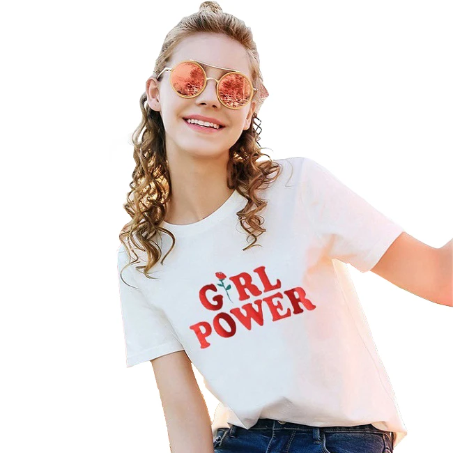 Прямая поставка модная футболка для девочек женская с буквенным принтом