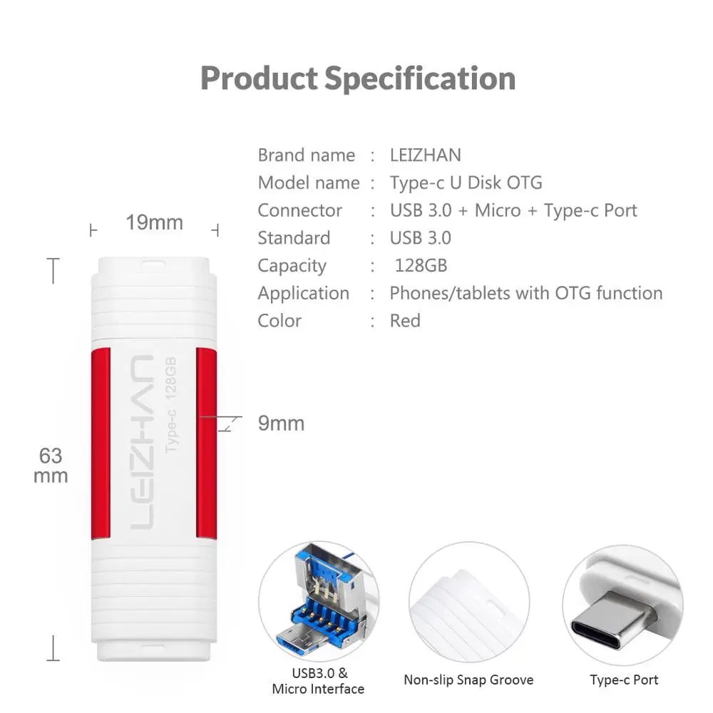 LEIZHAN Android телефон USB флэш накопитель 3 в 1 C фото палка 256 ГБ 128 Гб 64 32 0 Micro Memory stick Type