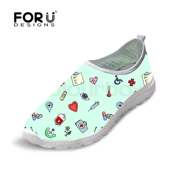 H7465AA FORUDESIGNS/милые женские кроссовки для медсестры; сезон весна-лето; обувь на плоской подошве из дышащего сетчатого материала для женщин; Модная Повседневная пляжная обувь для девочек; светильник - Цвет: H7465AA