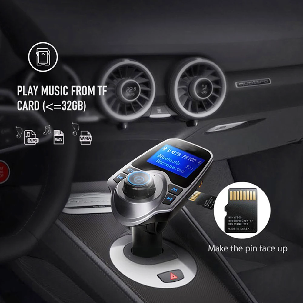 Двойной зарядное устройство USB Bluetooth Беспроводной автомобиля Mp3 плеер Handsfree Car Kit fm-передатчик A2DP 5 V 2.1A fm-модулятор ЖК-дисплей автомобиля AUX/TF