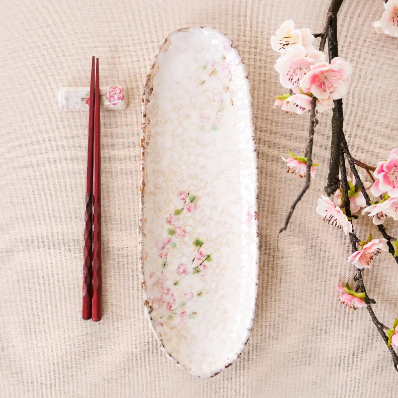 12 дюймов цветочный принт ручная роспись под глазурованным прямоугольным керамическим блюдом и тарелки