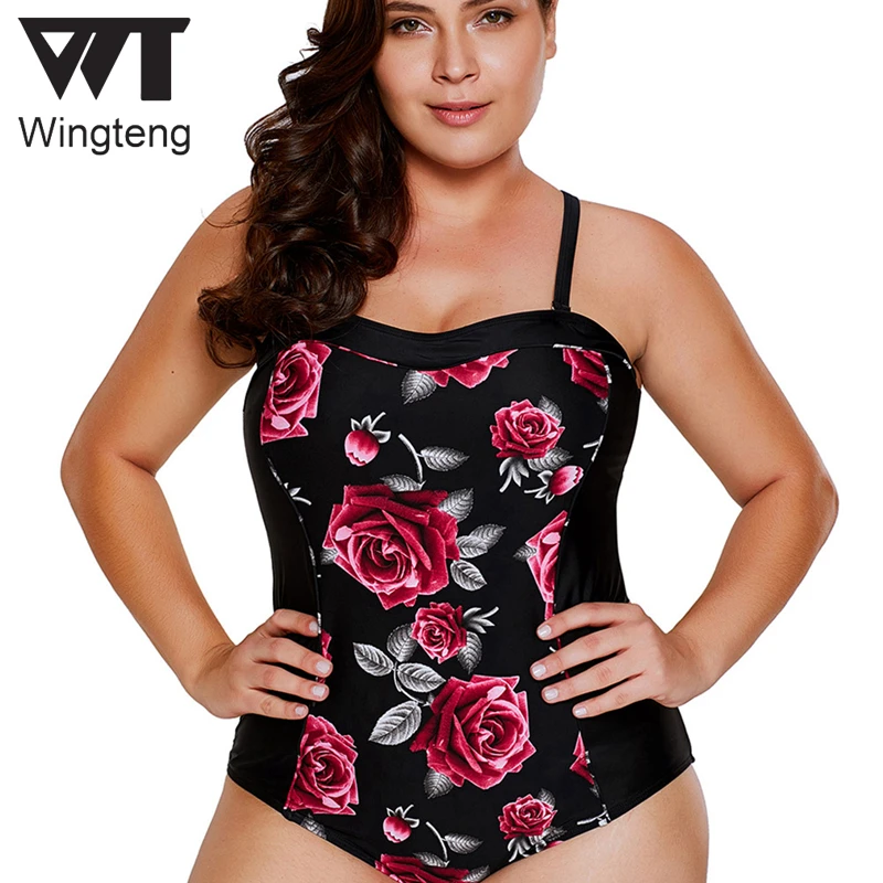 2018 цветочный принт розы песочные часы цельный купальник женский комплект бикини